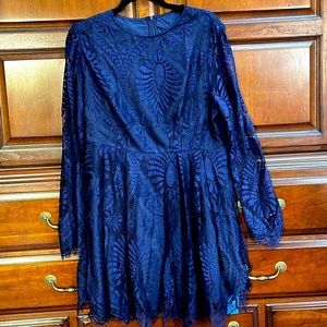 LS Lace Royal Blue Dress New Medium